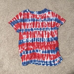 Lane Bryant Red and Blue Tie-Dye Top